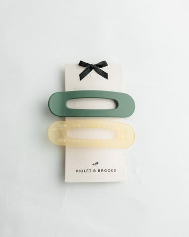 cassie banana clip set in green