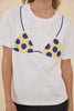 classic white tee with a cheeky beaded bikini design