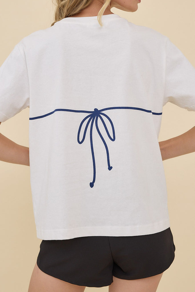 classic white tee with a cheeky beaded bikini design