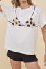 classic white tee with a cheeky beaded bikini design