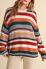 soft and comfortable pullover with a colorful striped design. 