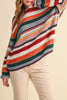 soft and comfortable pullover with a colorful striped design. 