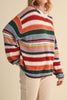 soft and comfortable pullover with a colorful striped design. 