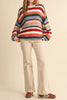 soft and comfortable pullover with a colorful striped design. 