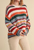 soft and comfortable pullover with a colorful striped design. 