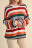 soft and comfortable pullover with a colorful striped design. 