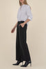 professional looking wide leg trousers in charcoal grey