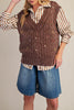 ribbed knit sweater vest in washed chocolate brown with embroidered floral details throughout