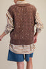 ribbed knit sweater vest in washed chocolate brown with embroidered floral details throughout