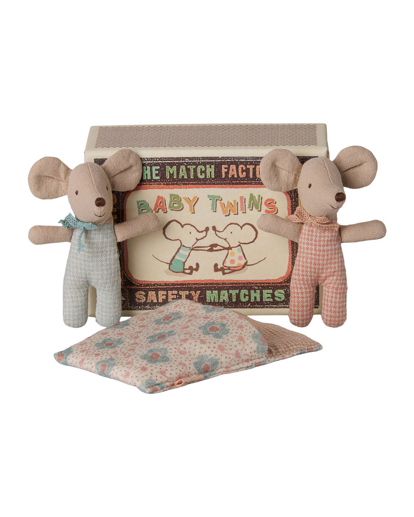baby twin mice from maileg in sweet checkered outfits