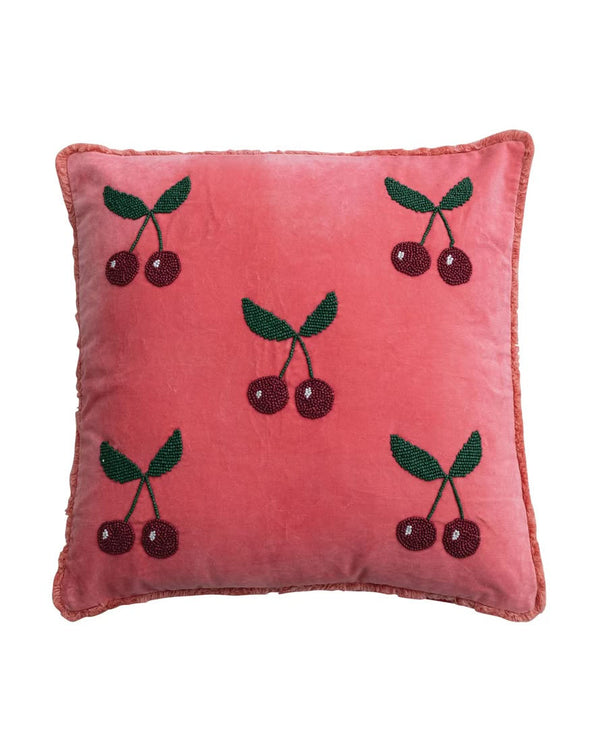Cherry Pop Velvet Pillow