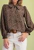 chocolate brown blouse with cute tan colored polka dots throughout