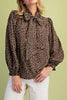 chocolate brown blouse with cute tan colored polka dots throughout