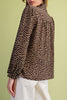 chocolate brown blouse with cute tan colored polka dots throughout