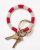 Chloe Stripe Beaded Key Ring Bracelet in red, white, and light blue