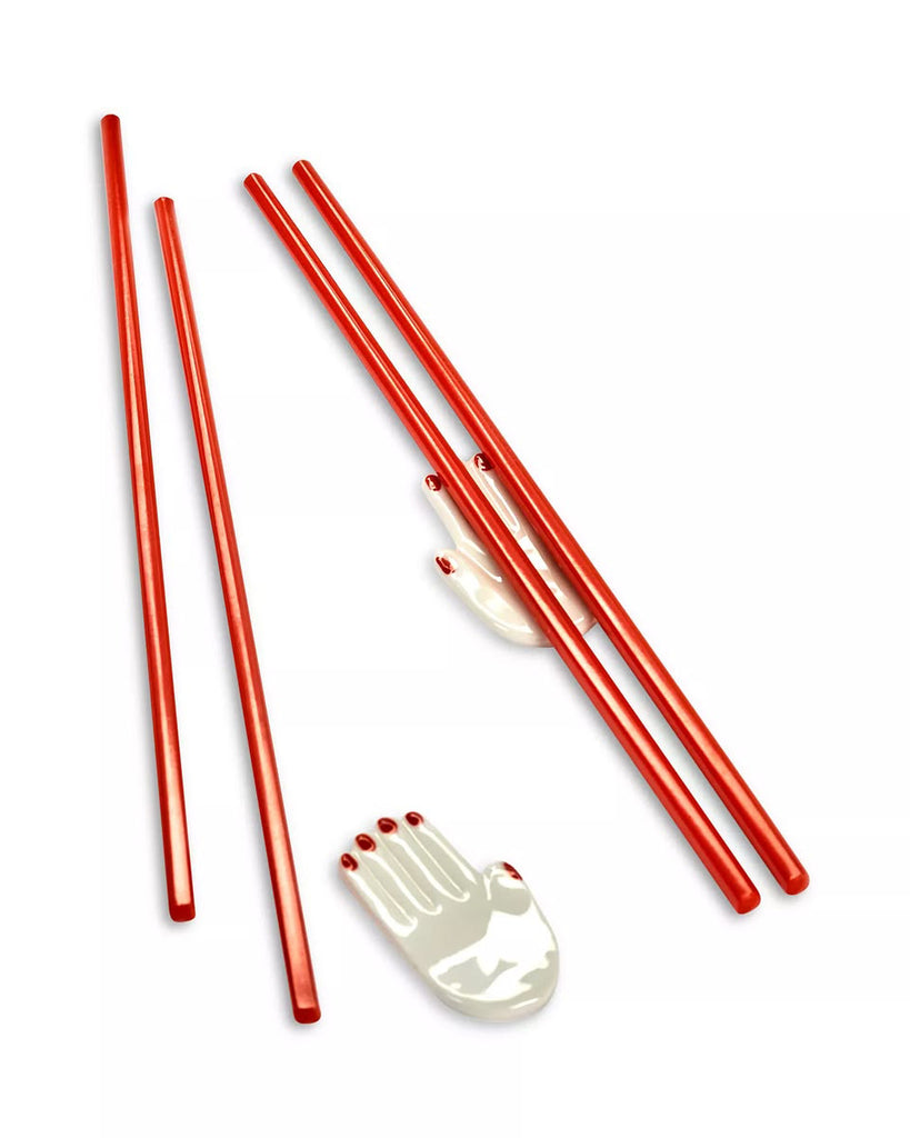 chopsticks with hand-shaped holders 