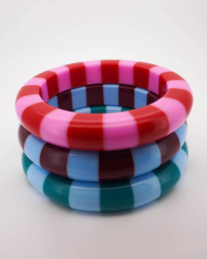 chunky bangle set with a colorful striped design