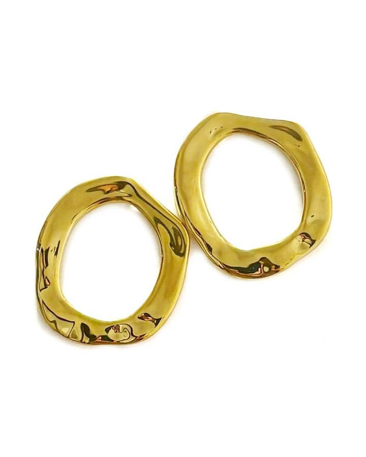 chunky, rustic-looking gold-toned hoops