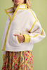 fleece jacket with bright yellow contrast trim 