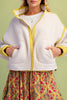 fleece jacket with bright yellow contrast trim 