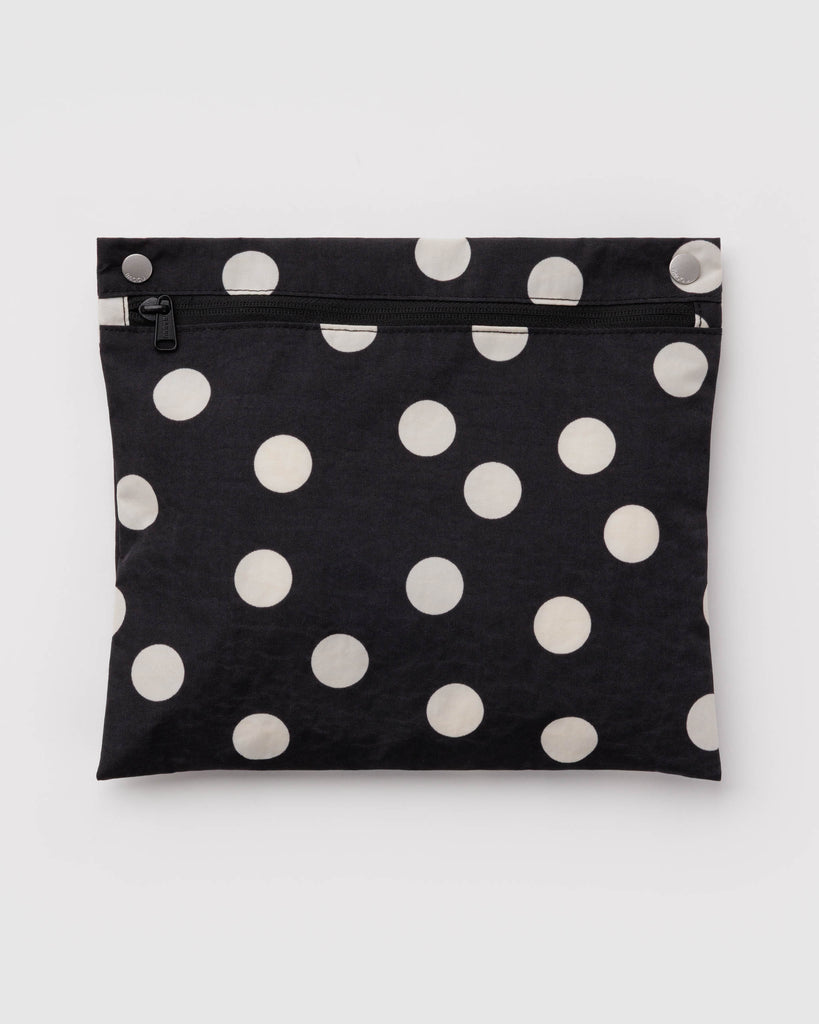 cloud carry-on bag in black and cream polka dot