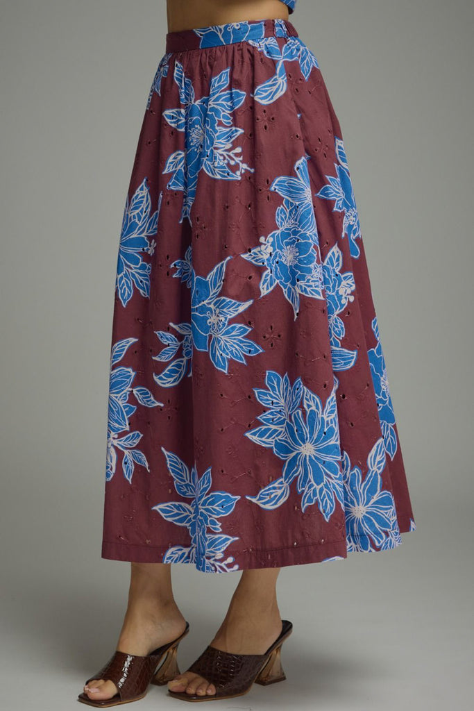 Cocoa Wine Floral Skirt