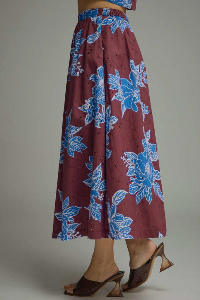 Cocoa Wine Floral Skirt