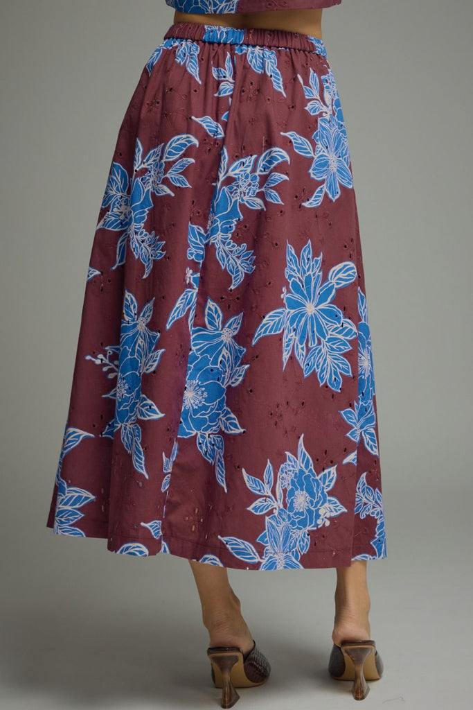 Cocoa Wine Floral Skirt