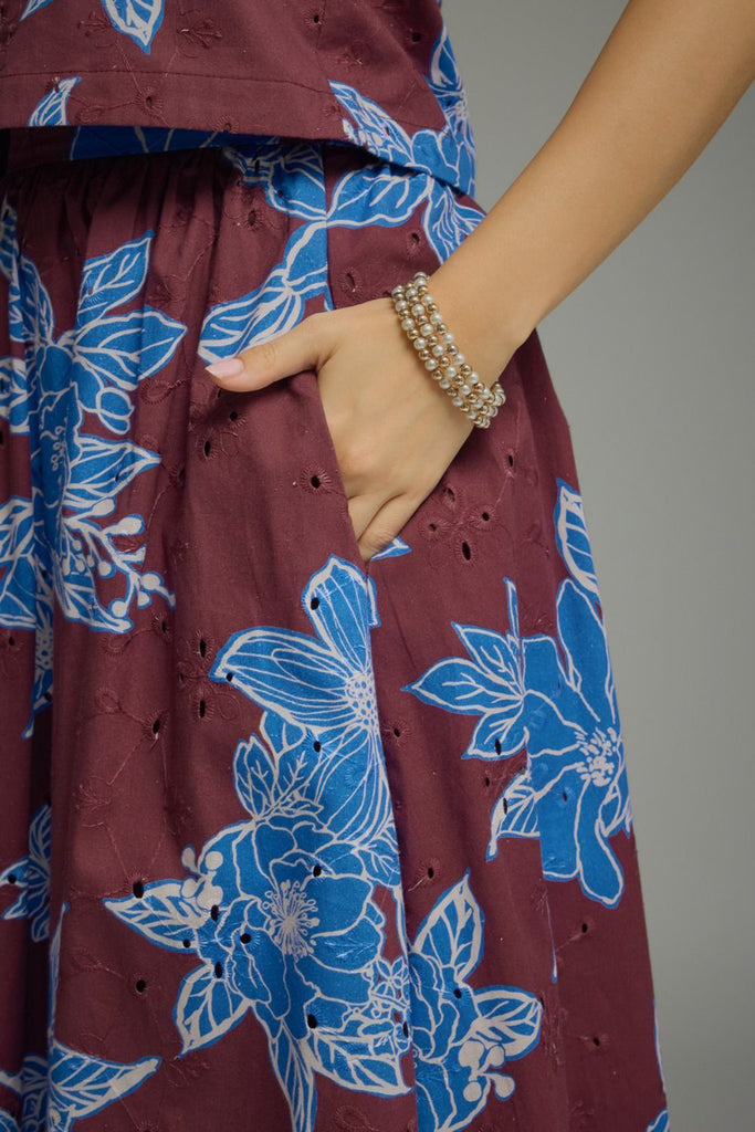 Cocoa Wine Floral Skirt