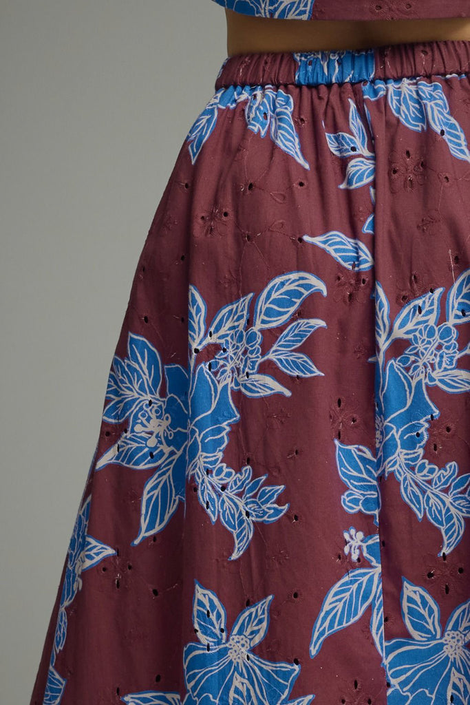 Cocoa Wine Floral Skirt