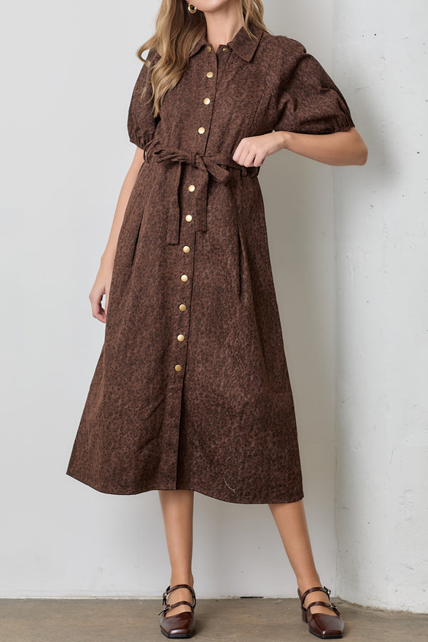 Code Leopard Button Down Midi Dress *S-3XL*