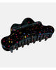 large black hair claw with colorful rainbow confetti glitter