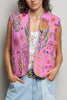 quilted vest in a pink floral pattern