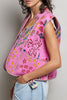 quilted vest in a pink floral pattern