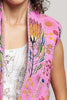 quilted vest in a pink floral pattern
