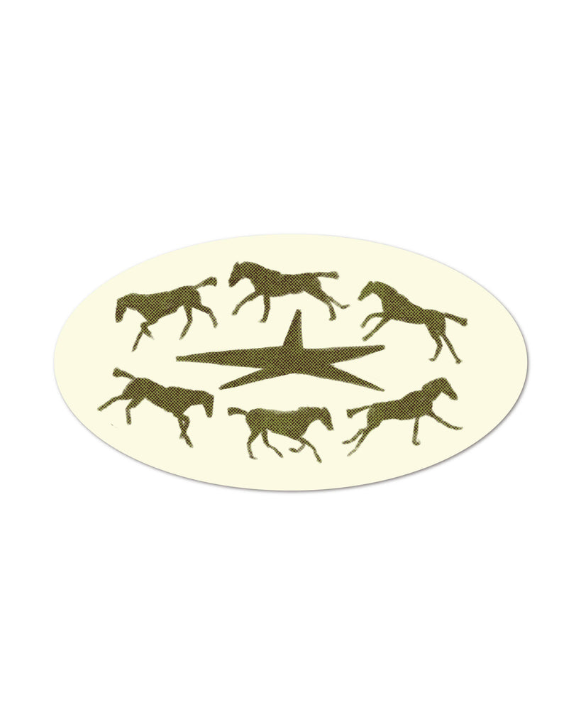 running horses sticker in cream 