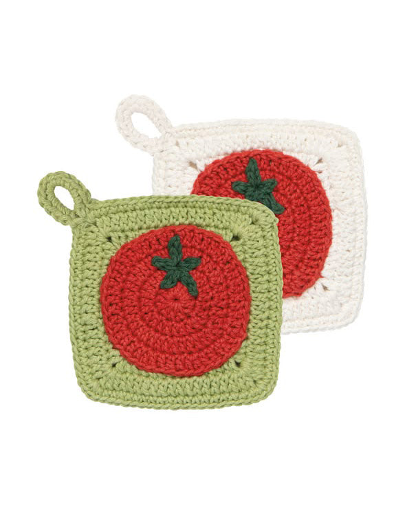 crocheted sponge set heirloom tomatoes