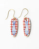Danielle Ceramic Earrings red plaid and blue fish 