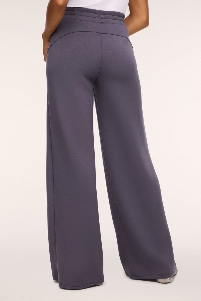 airessentials wide leg pants in dark slate from spanx