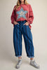 barreled trouser jeans in two-tone denim blue stripes
