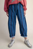 barreled trouser jeans in two-tone denim blue stripes