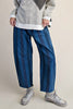 barreled trouser jeans in two-tone denim blue stripes