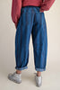 barreled trouser jeans in two-tone denim blue stripes