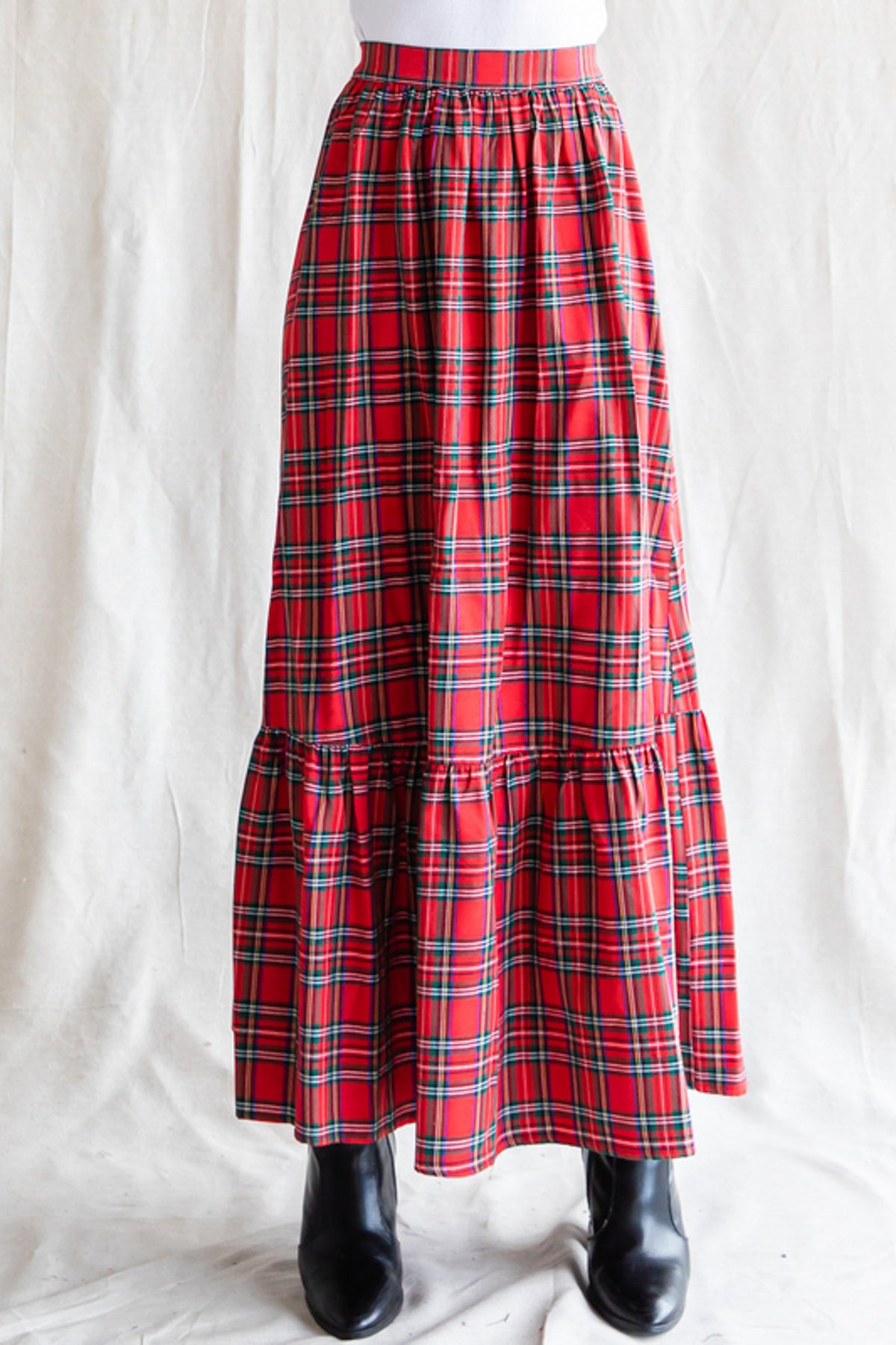 Darby Sequin Tartan Mesh Skirt