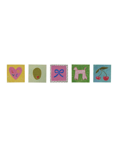 matchbox with a colorful doodle design