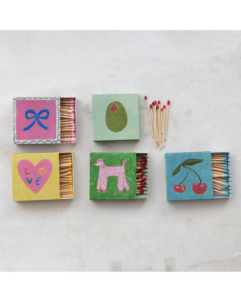 matchbox with a colorful doodle design