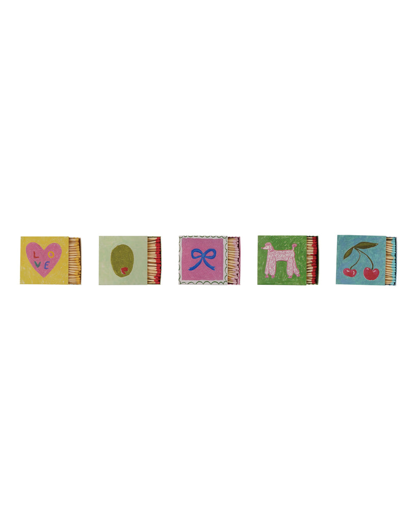 matchbox with a colorful doodle design