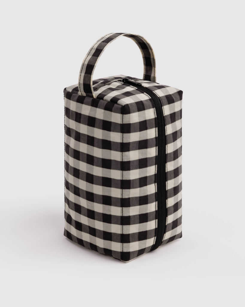 black and cream gingham dopp kit from baggu