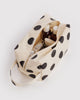 dopp kit in cream with black polka dots
