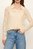 sheer lace button down top in lovely off white